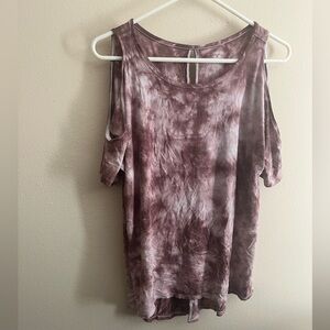 AEO Tie Dye Cold Shoulder Open Back Top